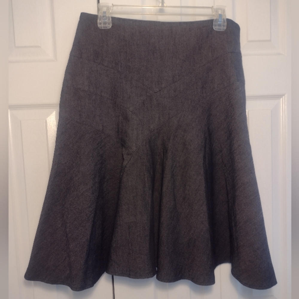 Sandro Charcoal Denim A-Line Midi Skirt